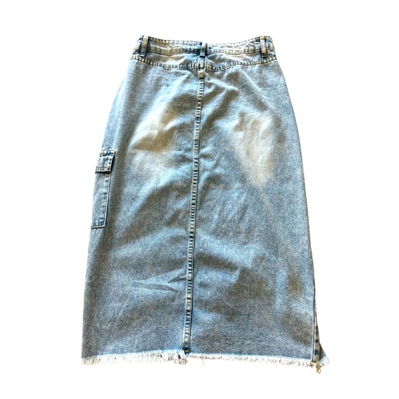 NWOT | Distressed Light Denim Skirt (Mid-length) - Picture 3 of 3